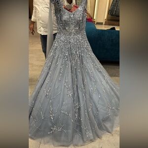 Sophisticated Silver Embellished Wedding Dress